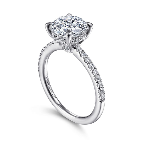 14K White Gold Round Diamond Engagement Ring