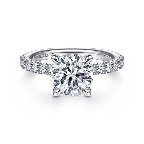 14K White Gold Round Diamond Engagement Ring