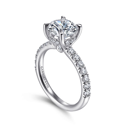 14K White Gold Round Diamond Engagement Ring