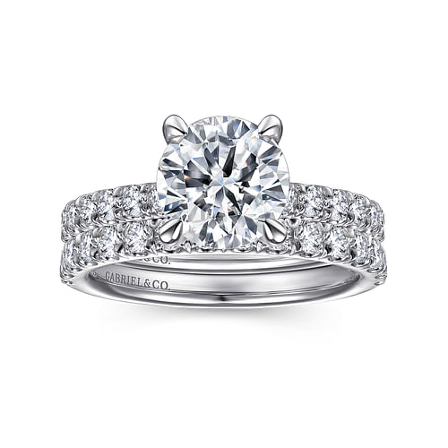 14K White Gold Round Diamond Engagement Ring