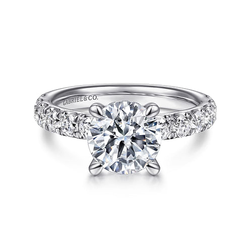 14K White Gold Round Diamond Engagement Ring