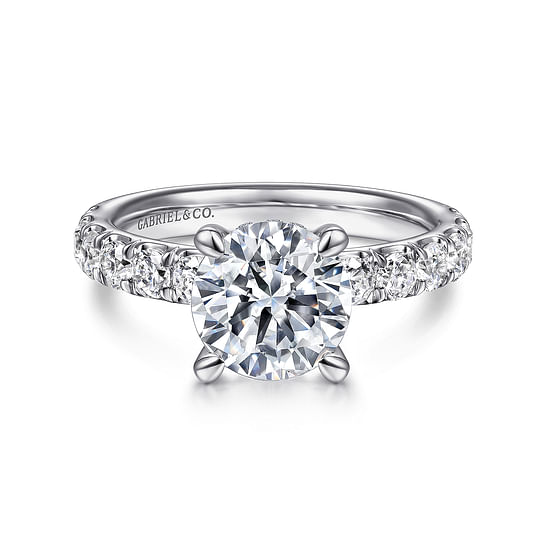 Gabriel - 14K White Gold Round Diamond Engagement Ring