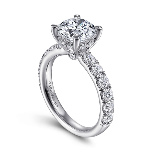 14K White Gold Round Diamond Engagement Ring