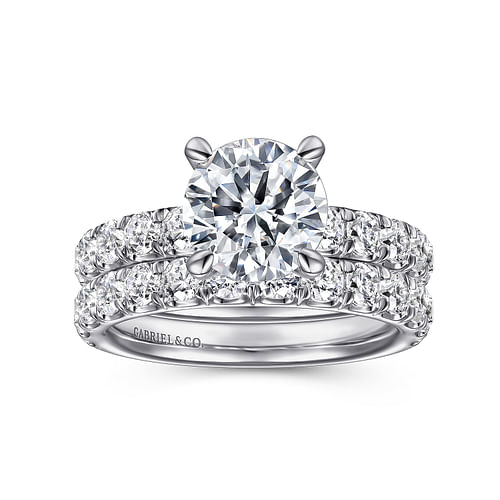 14K White Gold Round Diamond Engagement Ring