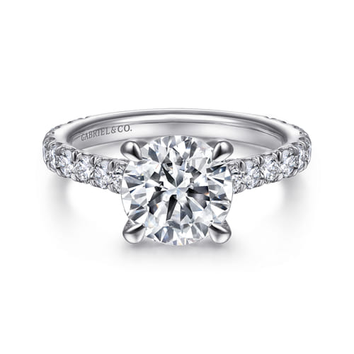 14K White Gold Round Diamond Engagement Ring