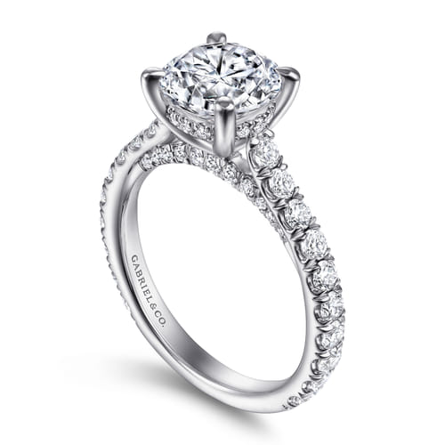 14K White Gold Round Diamond Engagement Ring