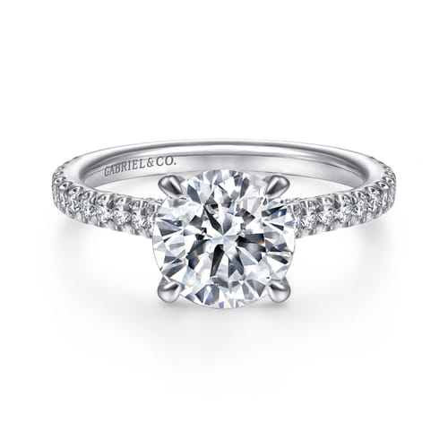 14K White Gold Round Diamond Engagement Ring