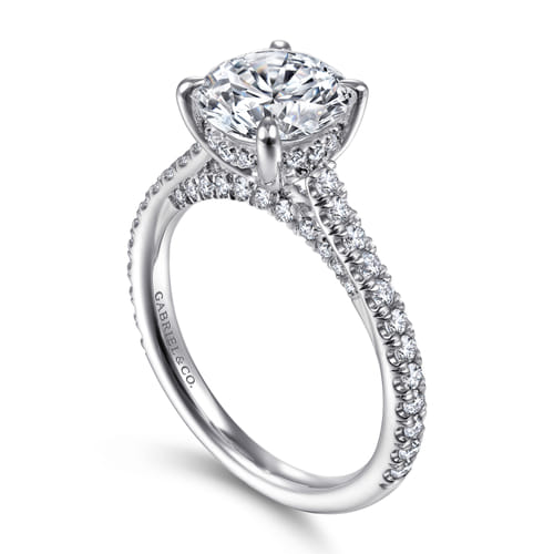 14K White Gold Round Diamond Engagement Ring