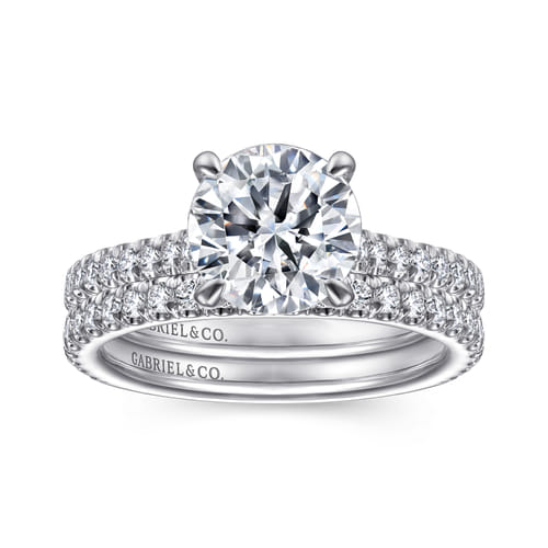 14K White Gold Round Diamond Engagement Ring