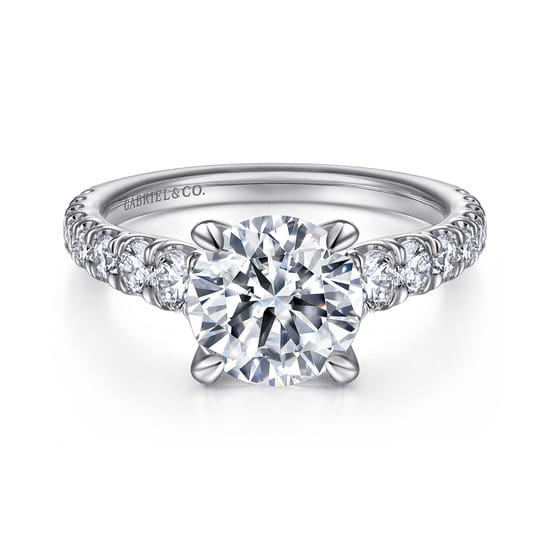 Gabriel - 14K White Gold Round Diamond Engagement Ring