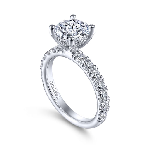 14K White Gold Round Diamond Engagement Ring