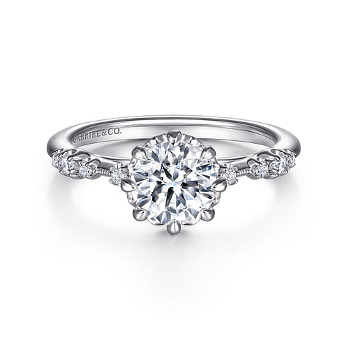 14K White Gold Round Diamond Engagement Ring