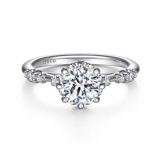 Gabriel - 14K White Gold Round Diamond Engagement Ring