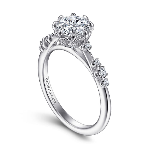 14K White Gold Round Diamond Engagement Ring