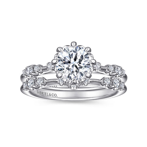 14K White Gold Round Diamond Engagement Ring