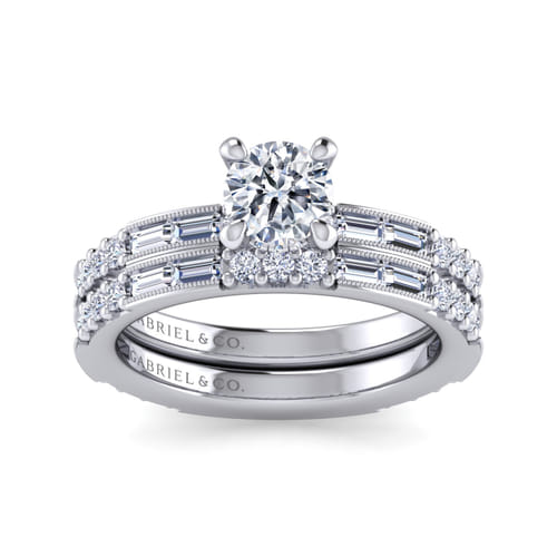 14K White Gold Round Diamond Engagement Ring