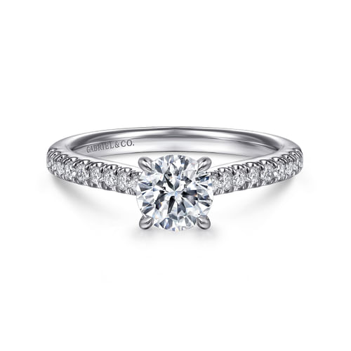14K White Gold Round Diamond Engagement Ring