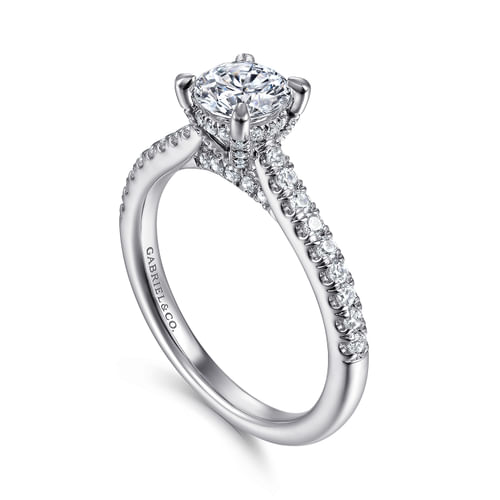 14K White Gold Round Diamond Engagement Ring