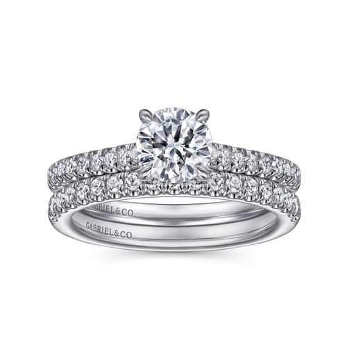 14K White Gold Round Diamond Engagement Ring