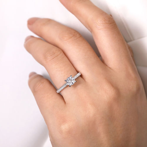 14K White Gold Round Diamond Engagement Ring