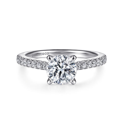 14K White Gold Round Diamond Engagement Ring