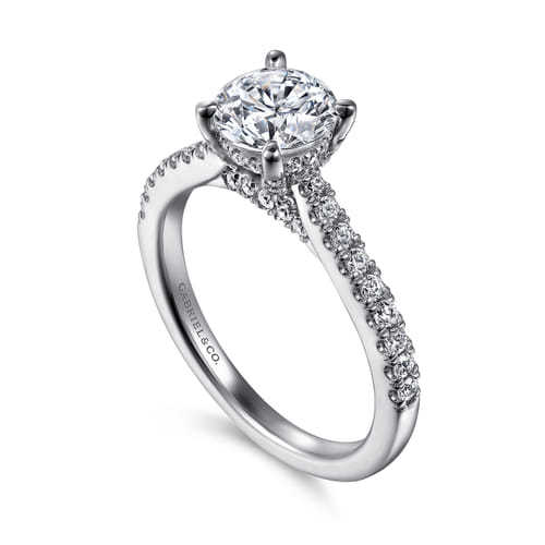 14K White Gold Round Diamond Engagement Ring