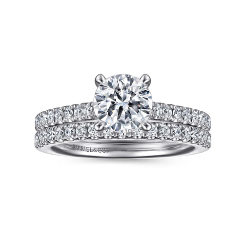 14K White Gold Round Diamond Engagement Ring