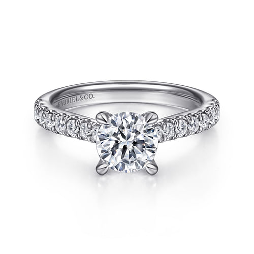 14K White Gold Round Diamond Engagement Ring