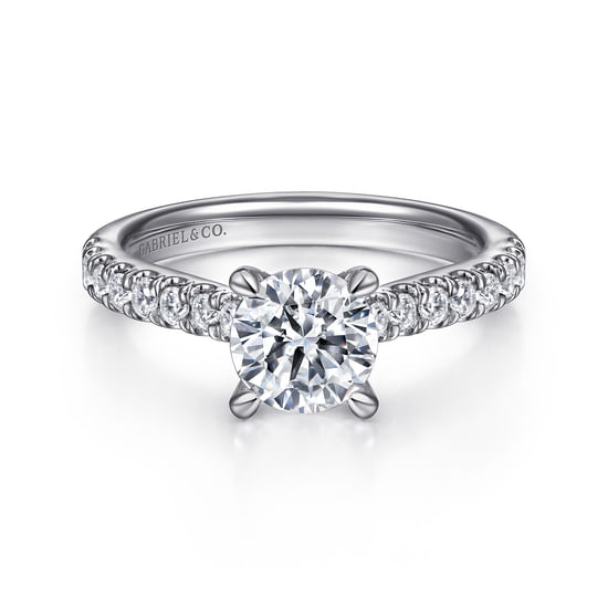 Gabriel - 14K White Gold Round Diamond Engagement Ring