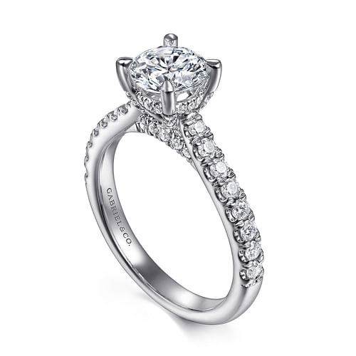 14K White Gold Round Diamond Engagement Ring