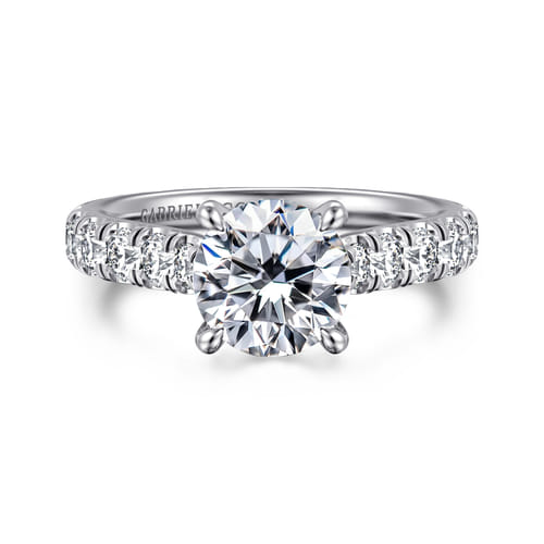 14K White Gold Round Diamond Engagement Ring