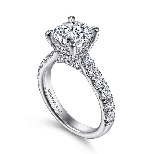 14K White Gold Round Diamond Engagement Ring