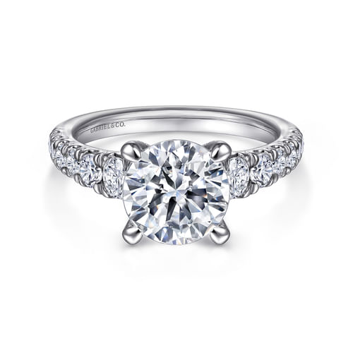 14K White Gold Round Diamond Engagement Ring