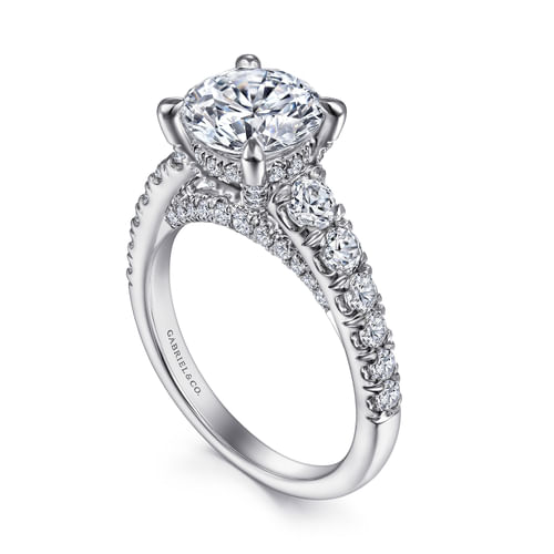 14K White Gold Round Diamond Engagement Ring