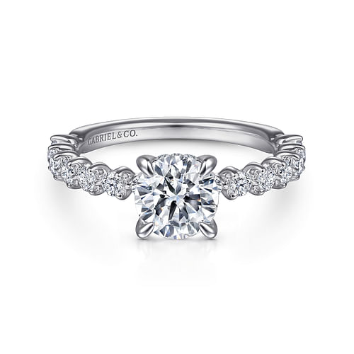 14K White Gold Round Diamond Engagement Ring