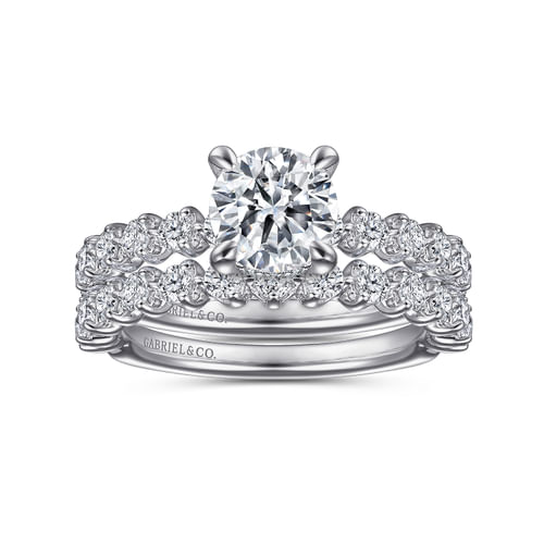 14K White Gold Round Diamond Engagement Ring