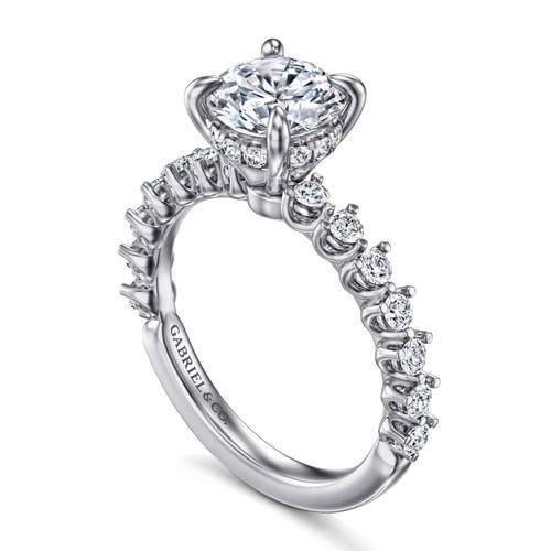 14K White Gold Round Diamond Engagement Ring