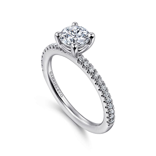 14K White Gold Round Diamond Engagement Ring