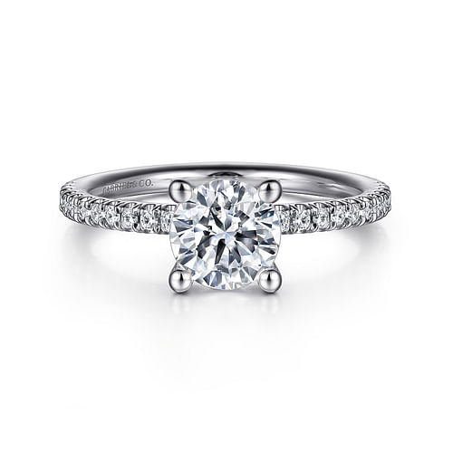 14K White Gold Round Diamond Engagement Ring