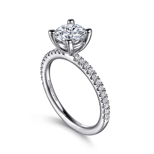 14K White Gold Round Diamond Engagement Ring