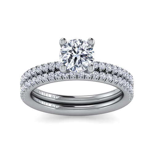 14K White Gold Round Diamond Engagement Ring