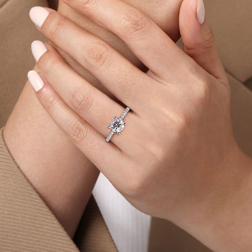 14K White Gold Round Diamond Engagement Ring