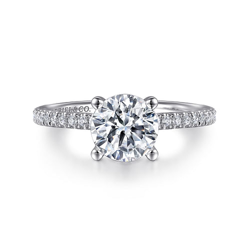 14K White Gold Round Diamond Engagement Ring