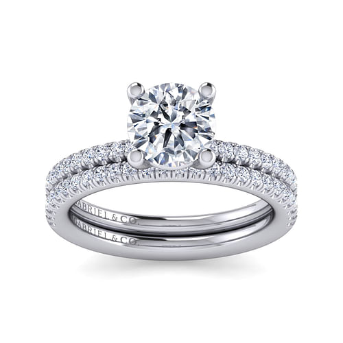 14K White Gold Round Diamond Engagement Ring