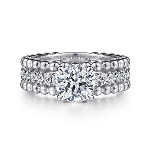 14K White Gold Round Diamond Engagement Ring