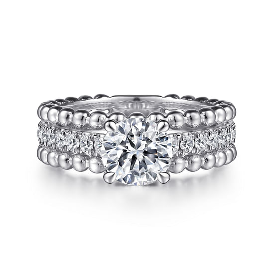 Gabriel - 14K White Gold Round Diamond Engagement Ring