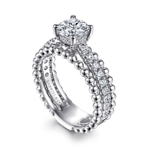 14K White Gold Round Diamond Engagement Ring