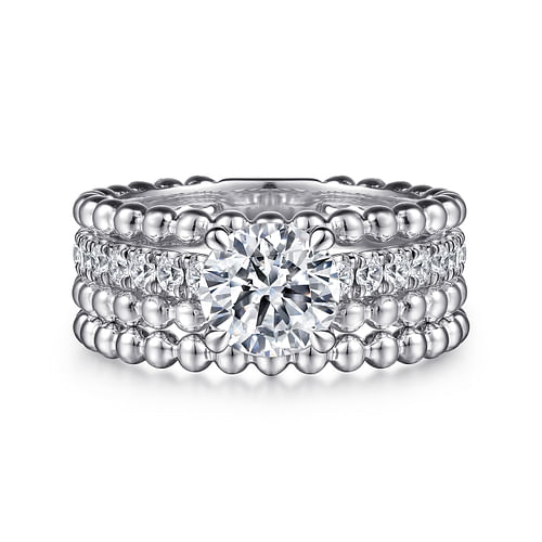 14K White Gold Round Diamond Engagement Ring