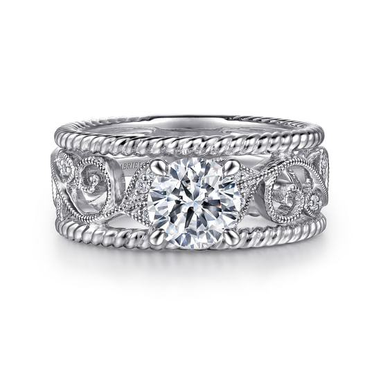 Gabriel - 14K White Gold Round Diamond Engagement Ring