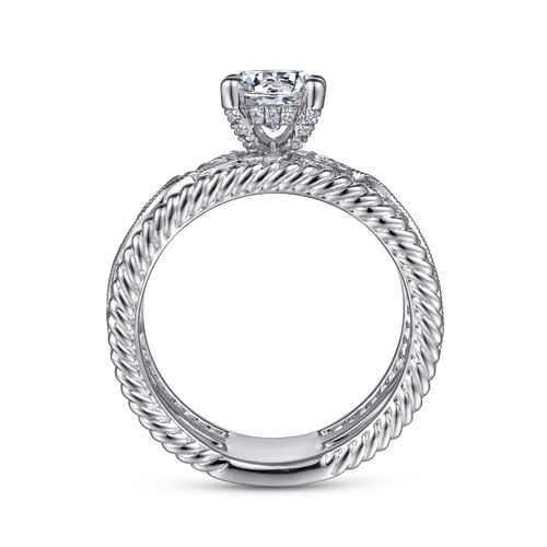 14K White Gold Round Diamond Engagement Ring